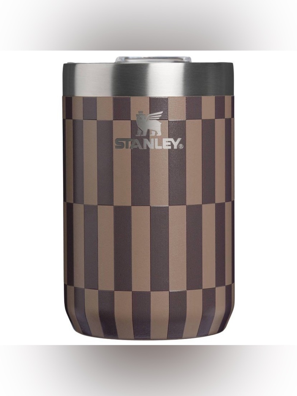 12 oz Stanley Stainless Travel Mug Brown Smokey Taupe Tile Gingham Plaid 12oz